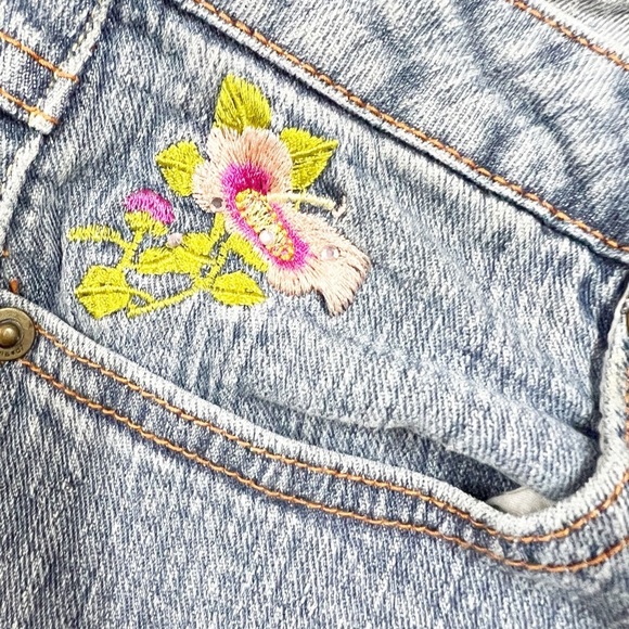 Zana Di Womens 90s Y2K Floral Embroidered Rhinestone Low Rise Flare Jean Size 9 - Picture 15 of 15